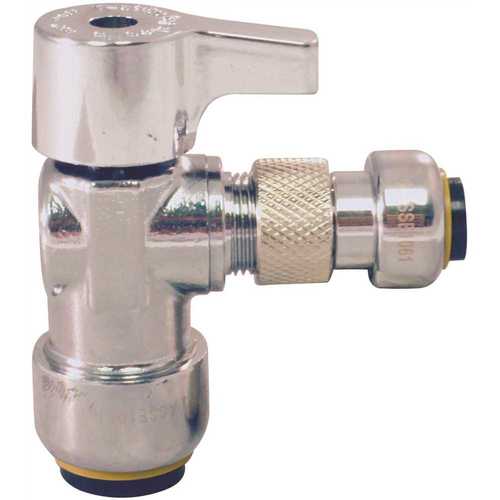 1/2 in. Chrome-Plated Brass Push-To-Connect x 1/4 in. Push-To-Connect Quarter-Turn Angle Stop Valve