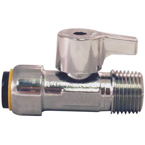 Tectite FSBVS1212M 1/2 in. Chrome Plated Brass Push-To-Connect x 1/2 in. MNPT Quarter Turn Straight Stop Valve