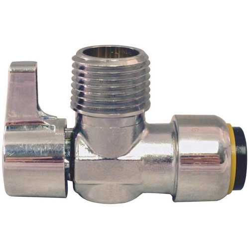 Tectite FSBVA1212M 1/2 in. Chrome-Plated Brass Push-To-Connect x 1/2 in. MIP Brass Quarter-Turn Angle Stop Valve