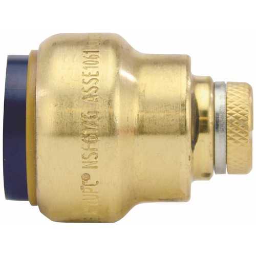 3/4 in. Brass Push-To-Connect Cap with Drain