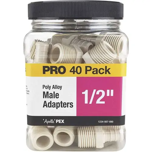 1/2 in. Plastic PEX Barb x Male Pipe Thread Adapter Jar Black - pack of 40