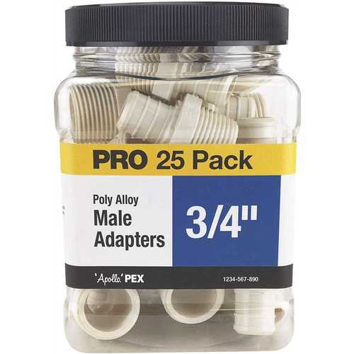 3/4 in. Plastic PEX Barb x Male Pipe Thread Adapter Jar Black - pack of 25