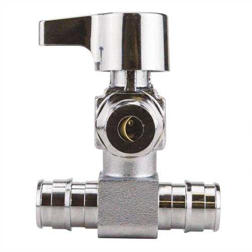 Apollo EPXIMT1214 1/2 in. Chrome-Plated Brass PEX-A Barb x 1/4 in. Compression Quarter-Turn Icemaker Tee Valve