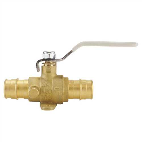 Apollo EPXV34WD 3/4 in. Brass PEX-A Barb Ball Valve with Drain and Mounting Pad
