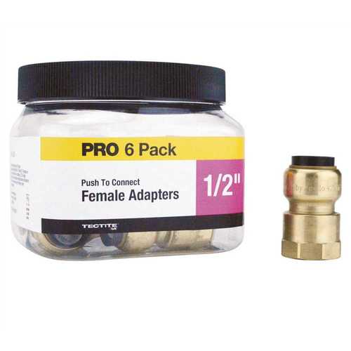 1/2 in. Brass Push-To-Connect Female Pipe Thread Adapter Jar - pack of 6