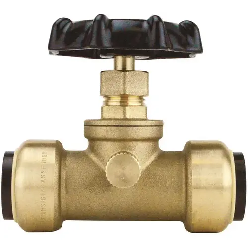 3/4 in. Brass Push-To-Connect Stop Valve with Drain