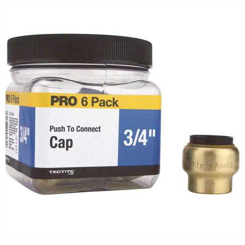 3/4 in. Brass Push-To-Connect Cap Jar - pack of 6