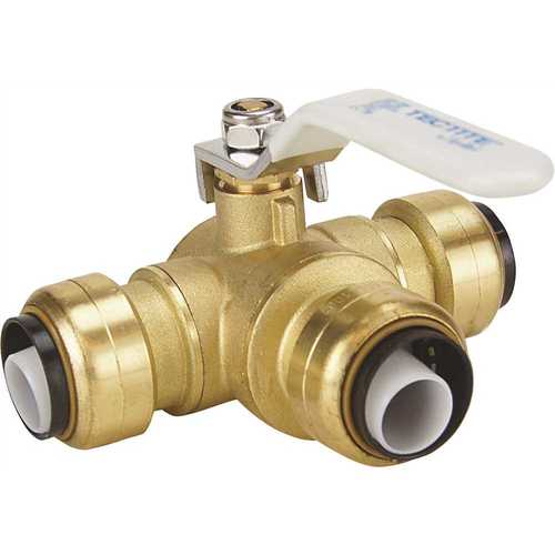 3/4 in. Brass Push-To-Connect 3-Way Ball Valve