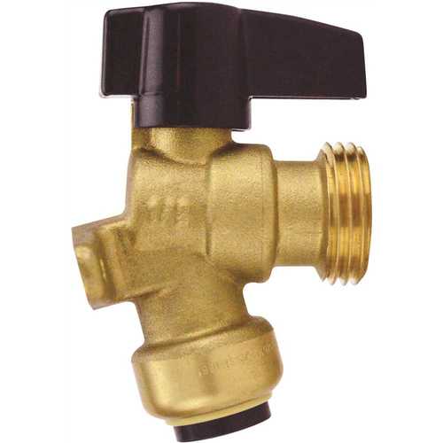 Tectite FSBGV1234 1/2 in. Brass Push-To-Connect x 3/4 in. Garden Hose Thread Quarter-Turn Garden Valve with Drop Ear