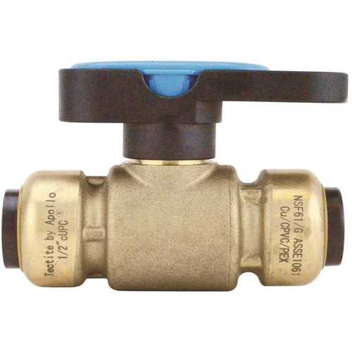 1/2 in. Brass Push-To-Connect Compact Ball Valve with Lockable Handle