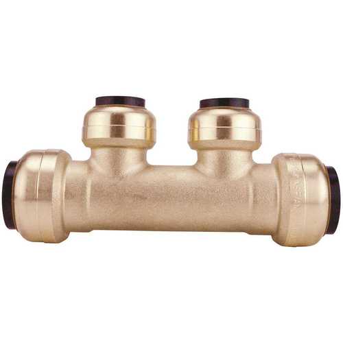 Tectite FSBM2PTO 3/4 in. x 3/4 in. Brass Push-To-Connect Inlets with 2-Port Open Manifold 1/2 in. Push-To-Connect Outlets