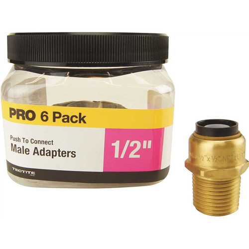 1/2 in. Brass Push-To-Connect x Male Pipe Thread Adapter Jar - pack of 6