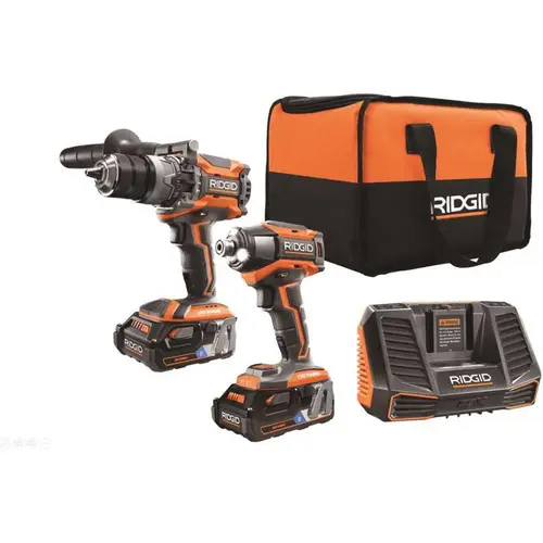 18-Volt OCTANE Lithium-Ion Cordless Brushless Combo Kit with Hammer Drill, Impact Driver, (2) 3.0 Ah Batteries, Charger Orange