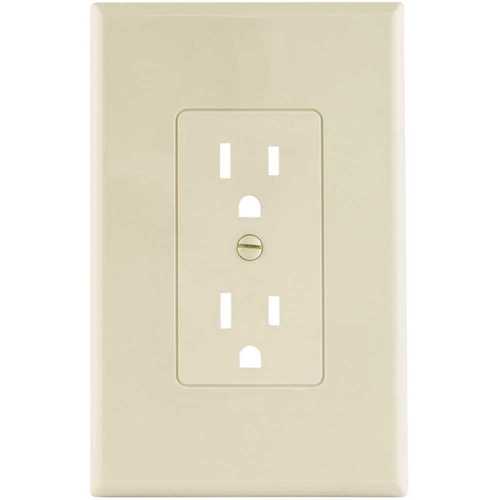 1-Gang Decorator Duplex Plastic Wall Plate, Ivory Smooth