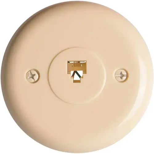 Westek TWRND4IV-10 1-Gang Telephone Jack, Round, Flush, 4-Conductor, Ivory - pack of 10