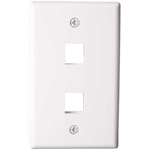 1-Gang Multi-Media Wall Plate 2-Port Plastic, White - pack of 10