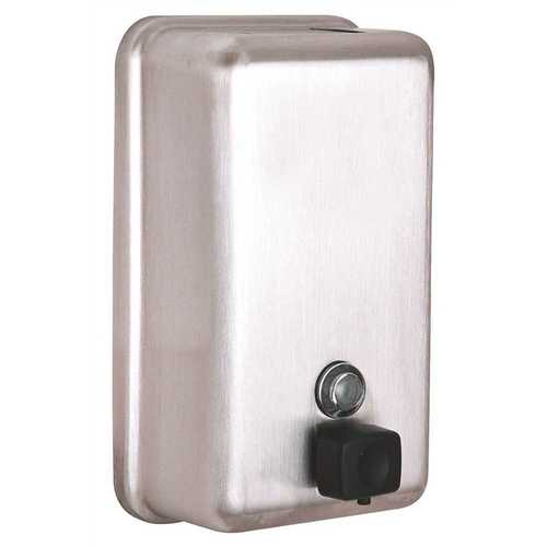 ALPINE 423-SSB 1200 ml Vertical Manual Surface-Mounted Stainless Steel Liquid Soap Dispenser