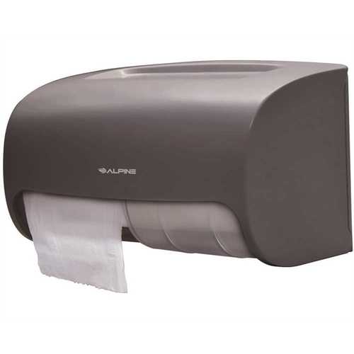 ALPINE 452-GRY Gray Durable Plastic Double Roll Toilet Paper Dispenser