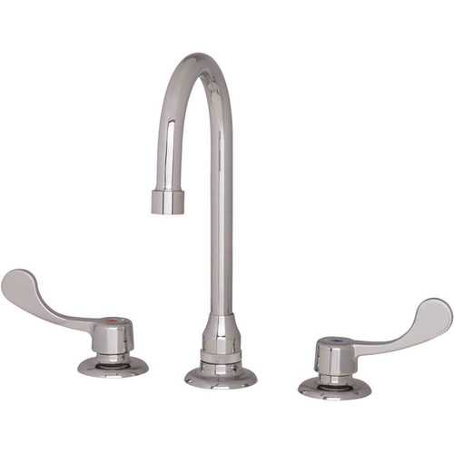 Commercial 8 in. Widespread 2-Handle Bathroom Faucet with Wrist Handles Gooseneck Spout Flex Connections with Chrome