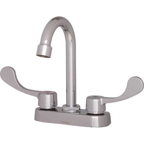 Commercial 2-Handle Bar Faucet with Gooseneck Spout and Wrist Blade Handles in Chrome
