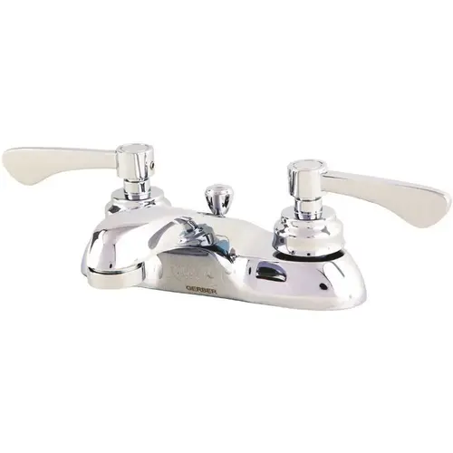 Commercial 4 in. Centerset 2-Handle Bathroom Faucet with Metal Pop-Up Drain 0.5 GPM in Chrome