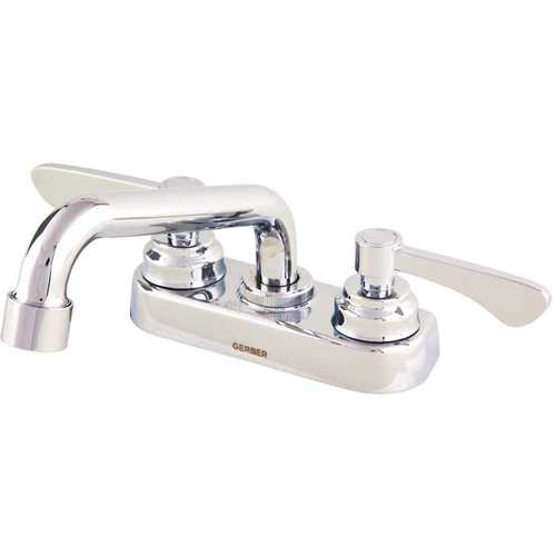 Gerber Plumbing GC444542 Commercial 4 in. Centerset 2-Handle Bathroom Faucet with Grid Strainer and Plug 0.5 GPM in Chrome