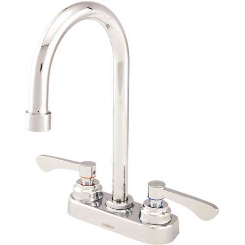 Commercial 4 in. Centerset 2-Handle Gooseneck Spout Bathroom Faucet in Chrome