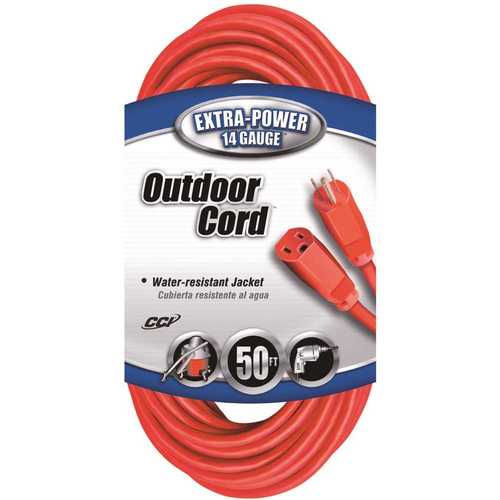 Southwire 2488SW8804 50 ft. 14/3 SJTW Outdoor Medium-Duty Extension Cord, Red