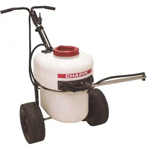Chapin International 97902 24 V Rechargeable Battery Powered Push Sprayer, 12 gal, 20 in Wand, 150 in Hose, Adjustable Nozzle Translucent