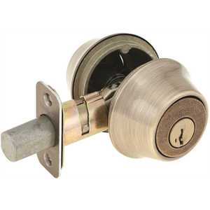 Kwikset 665 5 SMT RCAL RCS Antique Brass Double Cylinder Deadbolt with SmartKey Security