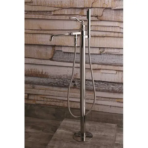 Country Single-Handle Claw Foot Freestanding Tub Faucet with Hand Shower in Polished Nickel Polished-Nickel