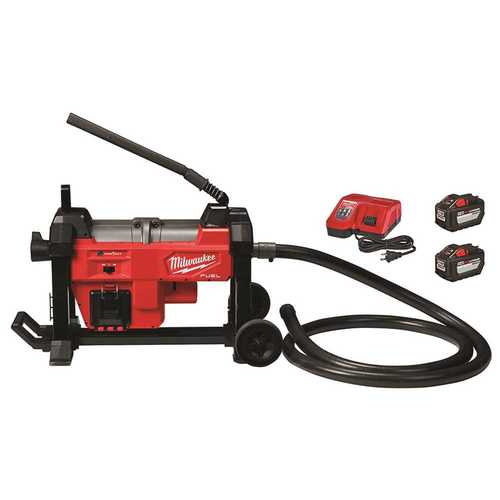 M18 FUEL 18-Volt Lithium-Ion Brushless Cordless Sewer Sectional Machine Kit with (2) 12.0 Ah Batteries and Rapid Charger