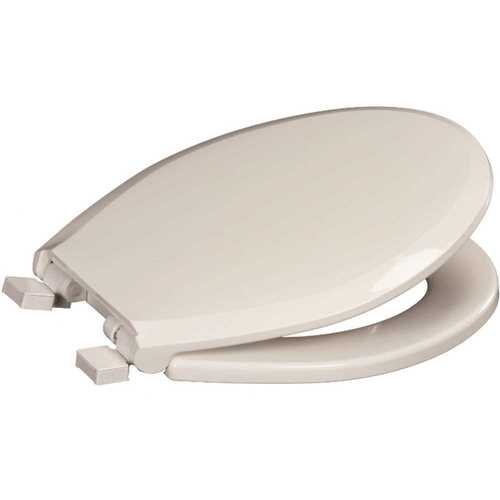 Deluxe Quiet Round Closed Plastic Toilet Seat with Lid in White