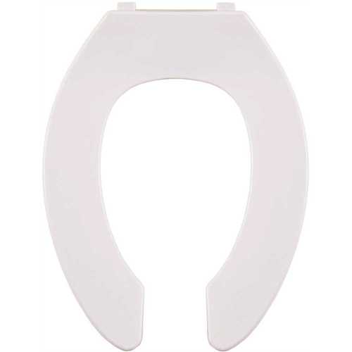 Heavy-Duty Commercial Elongated Open Front Toilet Seat without Lid in White