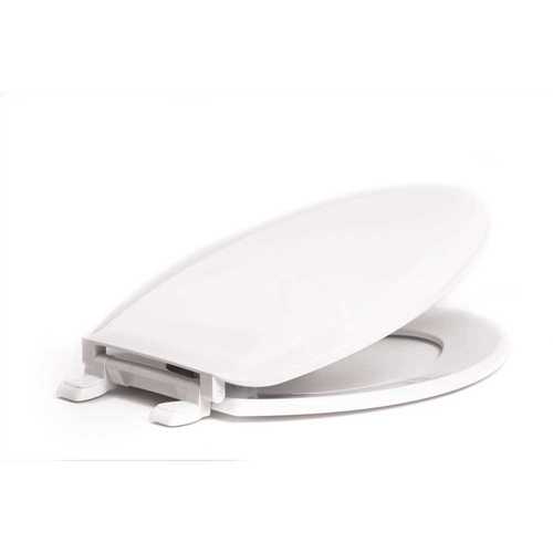 Elongated, Closed Front Toilet Seat with Cover in White High Gloss