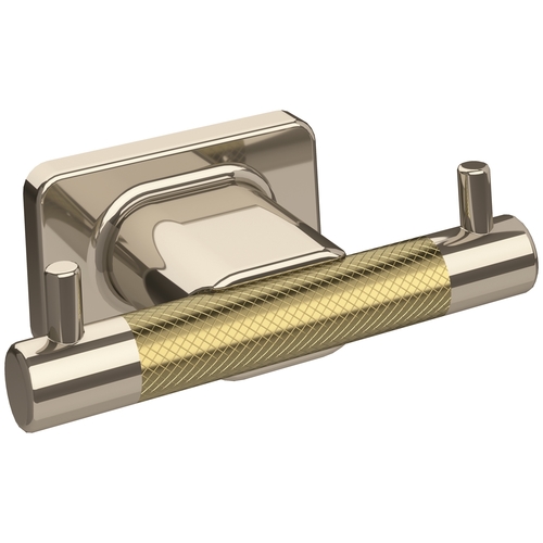 Esquire Double Robe Hook in Polished Nickel/Golden Champagne