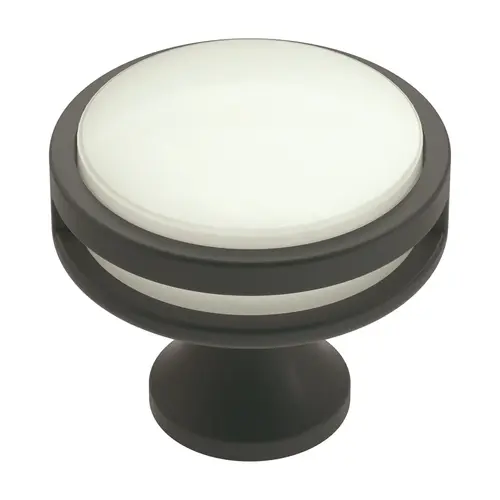 Oberon 1-3/8 in (35 mm) Diameter Matte Black/Frosted Cabinet Knob