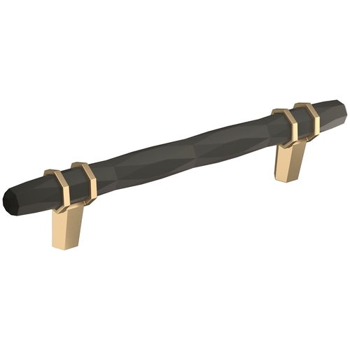 London 5-1/16 in (128 mm) Center-to-Center Black Bronze/Golden Champagne Cabinet Pull