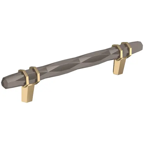 London 5-1/16 in (128 mm) Center-to-Center Black Chrome/Golden Champagne Cabinet Pull