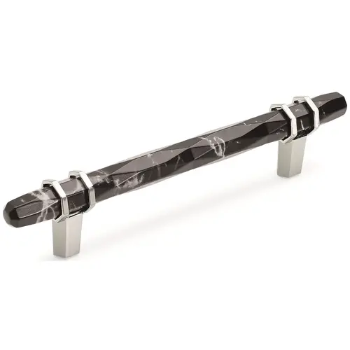 Carrione 5-1/16 in (128 mm) Center-to-Center Marble Black/Polished Nickel Cabinet Pull