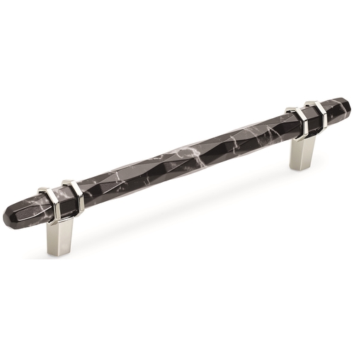 Carrione 6-5/16 in (160 mm) Center-to-Center Marble Black/Polished Nickel Cabinet Pull