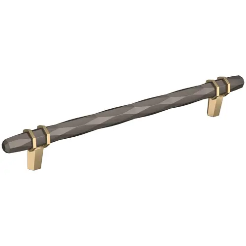 London 8 in (203 mm) Center-to-Center Black Chrome/Golden Champagne Cabinet Pull