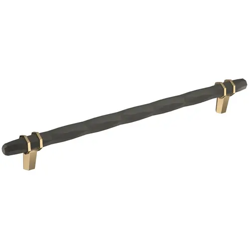 London 10-1/16 in (256 mm) Center-to-Center Black Bronze/Golden Champagne Cabinet Pull