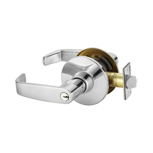 Entry Tubular Bored Lock Grade 1 with L Lever and L Rose with ASA Strike and LA Keyway Bright Chrome Finish