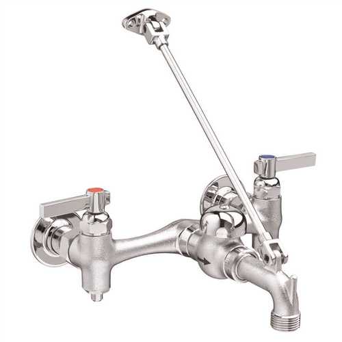 Exposed Yoke 2-Handle Wall-Mount Utility Faucet with Top Brace in Rough Chrome