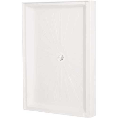 Mustee 3448M Shower Base, 34 in L, 48 in W, 5-1/2 in H, Fiberglass, White