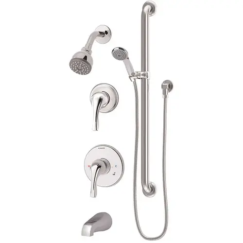 Origins 2-Handle 1-Spray Tub and Shower Faucet with Hand Shower and Stops in Polished Chrome (Valve Included)