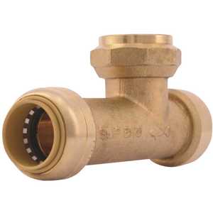 Cash Acme U3486LFA SharkBite 3/4 in. Push-to-Connect x Push-to-Connect x FIP Brass Expansion Tank Tee Fitting