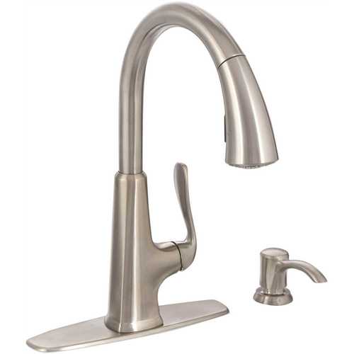 Pfister F-529-7PDS Pasadena Single-Handle Pull-Down Sprayer Kitchen Faucet with Soap Dispenser in Stainless Steel