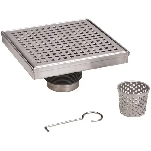 Designline 6 in. x 6 in. Square Drain Square Grate Stainless Steel
